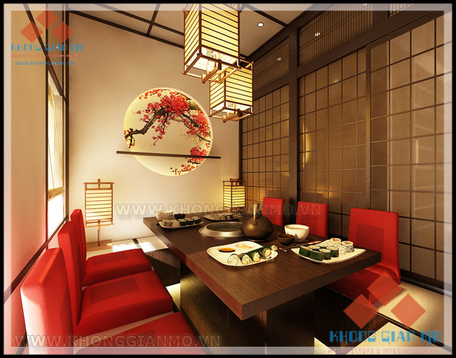 Thiết kế nội thất nhà hàng Nhật - Phối cảnh 3D phòng VIP 1